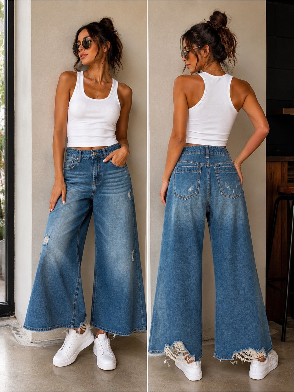 Circus Ny Barrel Leg Distressed Jeans - Blue